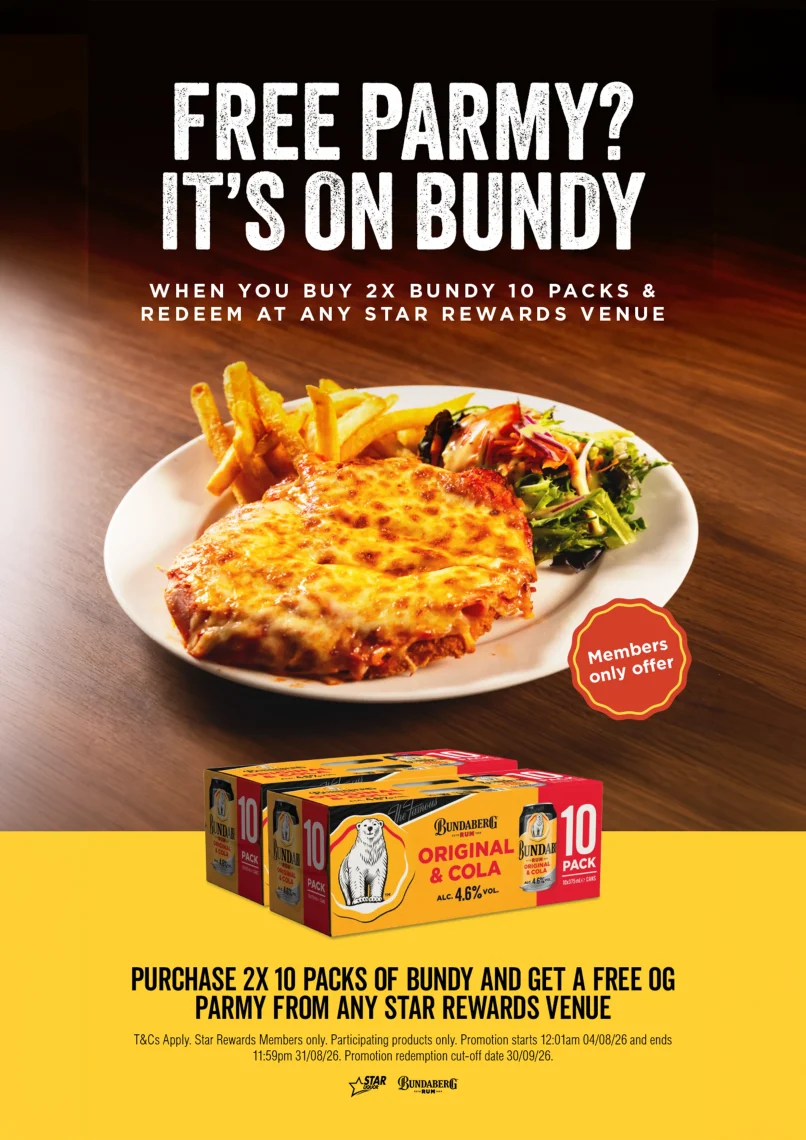 Star Rewards parmy promo with Star Liquor for members this August.